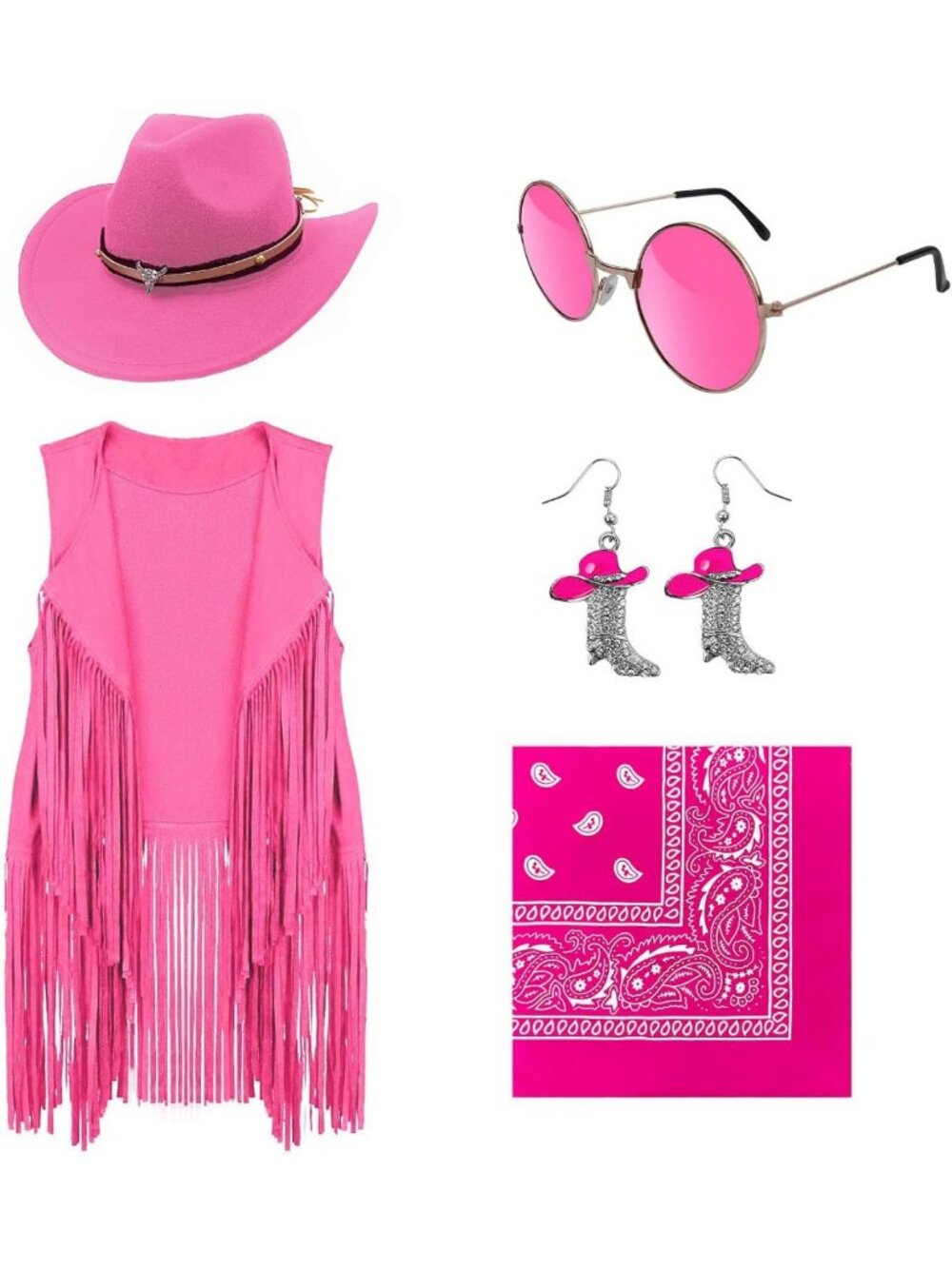 Stylish Cowgirl Outfit for Women - Western Costume with Hat, Tassels, Fringe